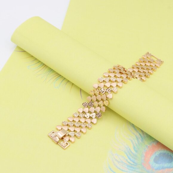 "Wide Heart Pattern Rose Gold Bracelet for Women, Bold Design, XPBL0897 - Picture 6 of 12